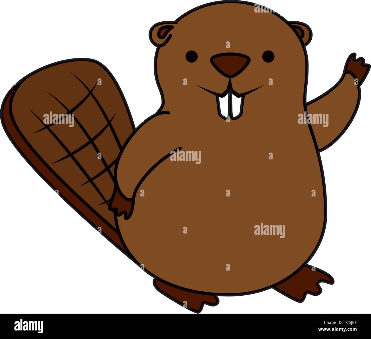 L'icône de l'animal mascotte de castor mignon Illustration de Vecteur