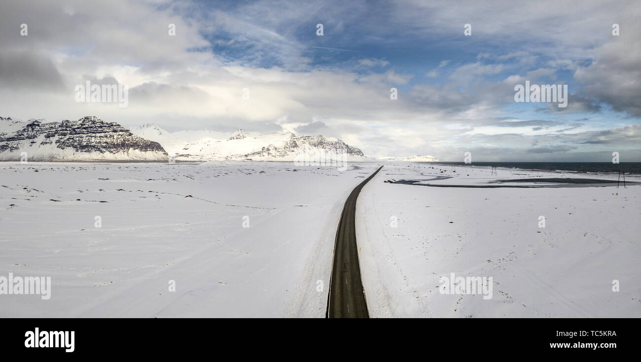 Ring Road ou un itinéraire, le Parc National de Vatnajökull, Islande Banque D'Images