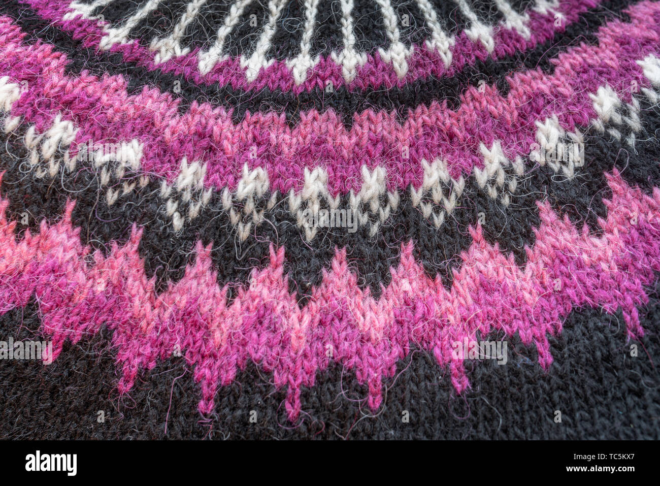 Chandails de laine traditionnels islandais, Islande la laine Lopi fabriqués à partir de la toison du mouton islandais. Banque D'Images