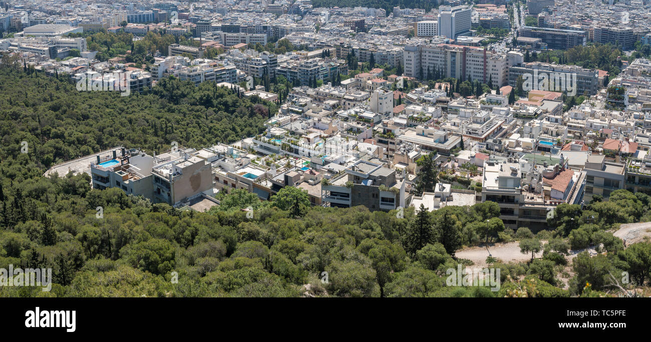 Demeure de prestige dans la ville d'Athènes à partir de la colline Lycabettus Banque D'Images