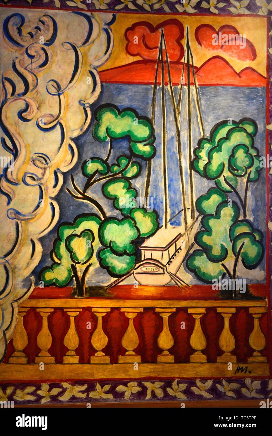 Fenêtre à Tahiti par Henri Matisse, Musée Henri Matisse à Nice, Alpes Maritimes, le sud de la France. Banque D'Images