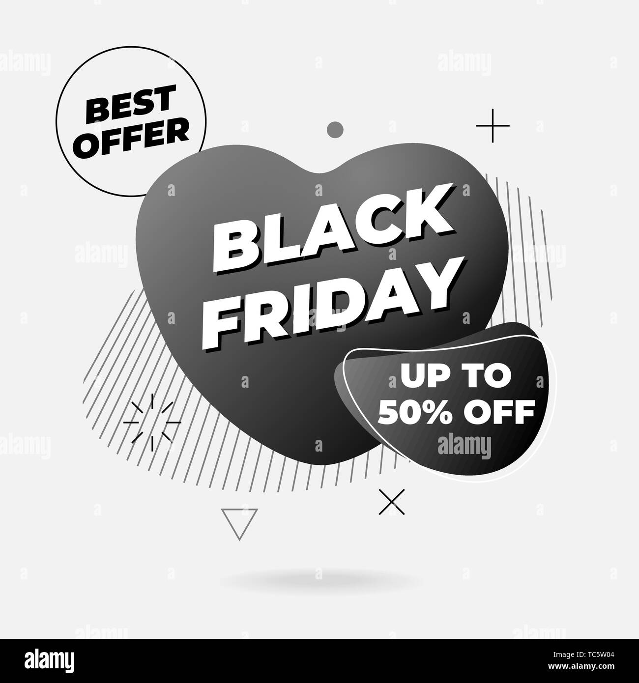 Vente Modèle de page design. Le vendredi noir meilleure offre sur forme liquide abstrait. Télévision couleur gradient géométrique de l'élément graphique de la fréquence cardiaque sous forme liquide. Mo Illustration de Vecteur