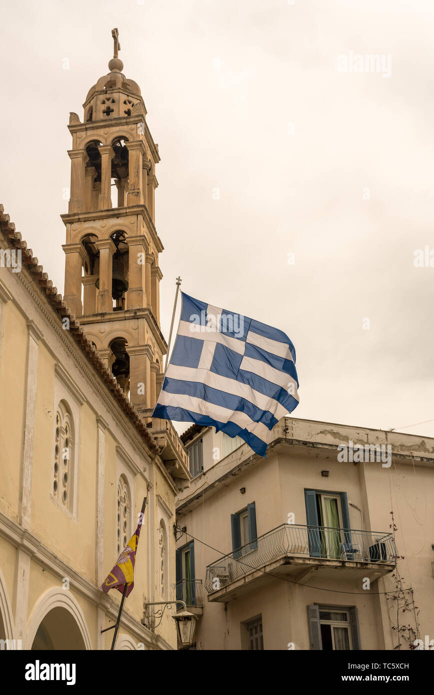 Clocher de l'église St George, dans la vieille ville de Nafplio Banque D'Images