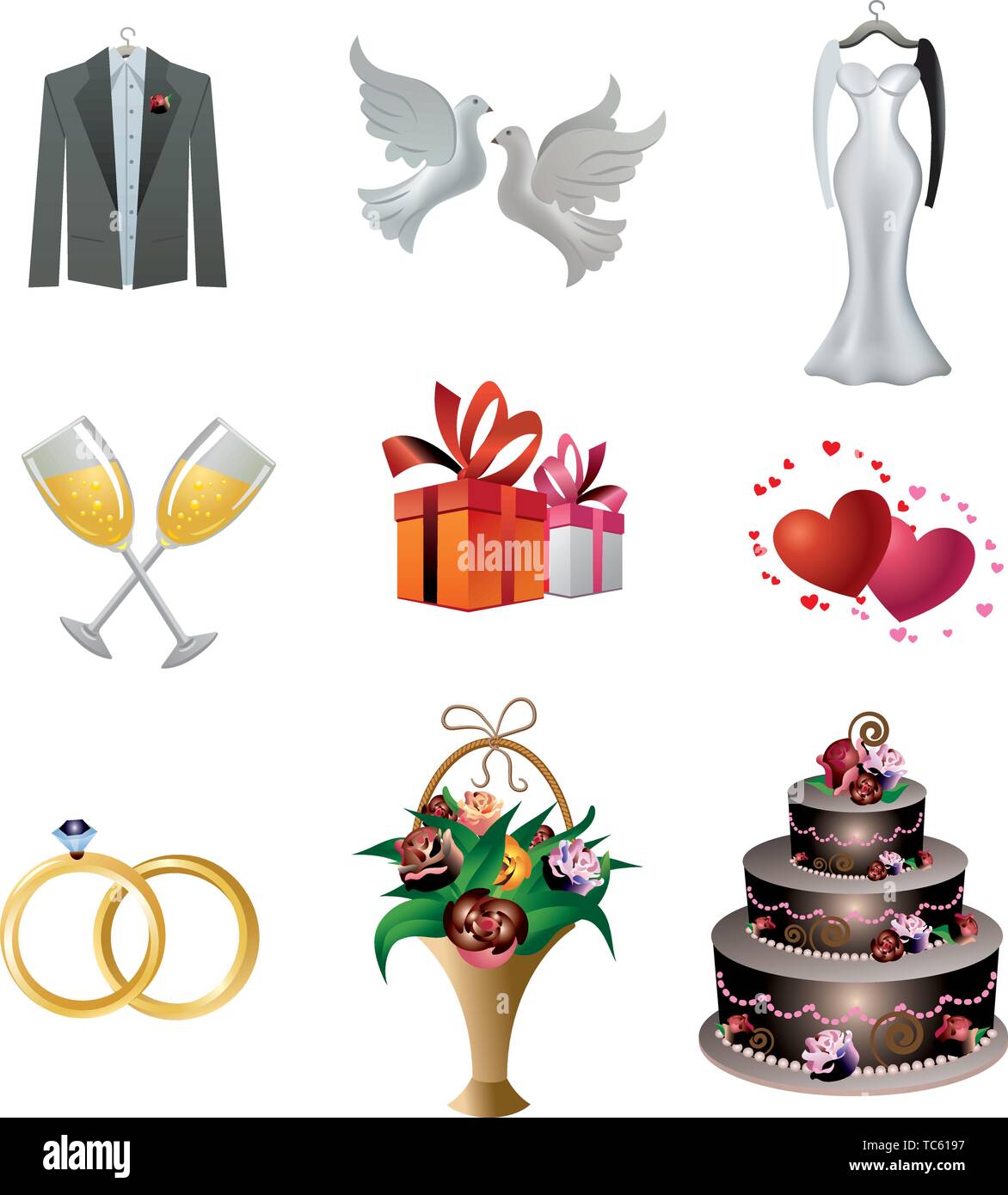 Icon Set de mariage Illustration de Vecteur