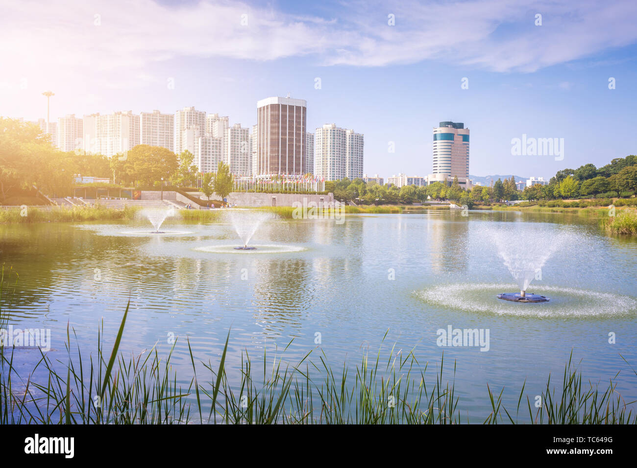 En été, la ville de Séoul et le parc, city tour bâtiment à Séoul, Corée du Sud. Banque D'Images