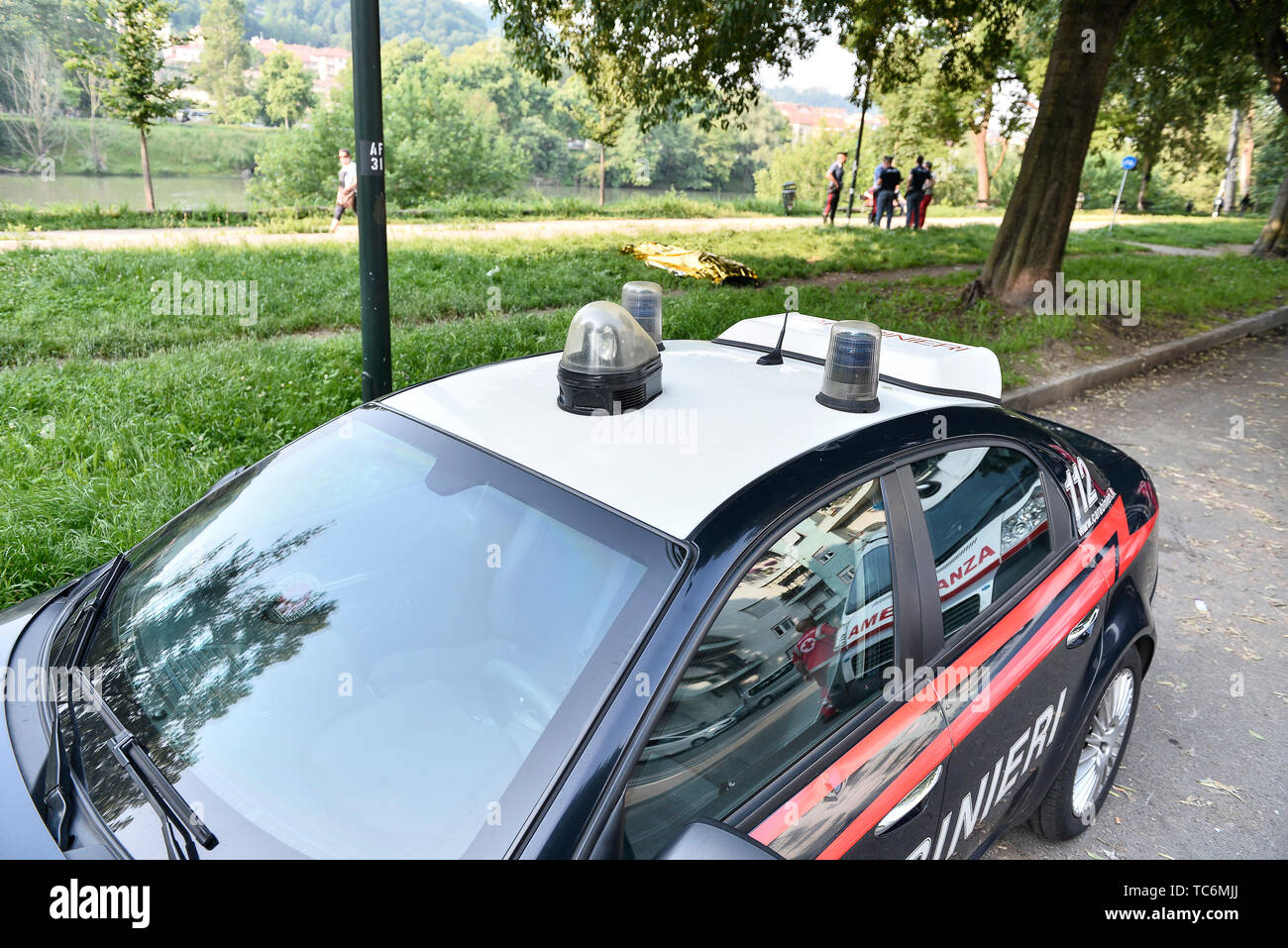 Turin, Piémont, Italie. 5 juin, 2019. Turin, Italy-June Murder-Discovery 5, 2019 : du cadavre de l'ami des Bahamas diplomate, Ramsey Alrae Keiron trouvés hier et aujourd'hui à la rivière Po. Crédit : Stefano Guidi/ZUMA/Alamy Fil Live News Banque D'Images