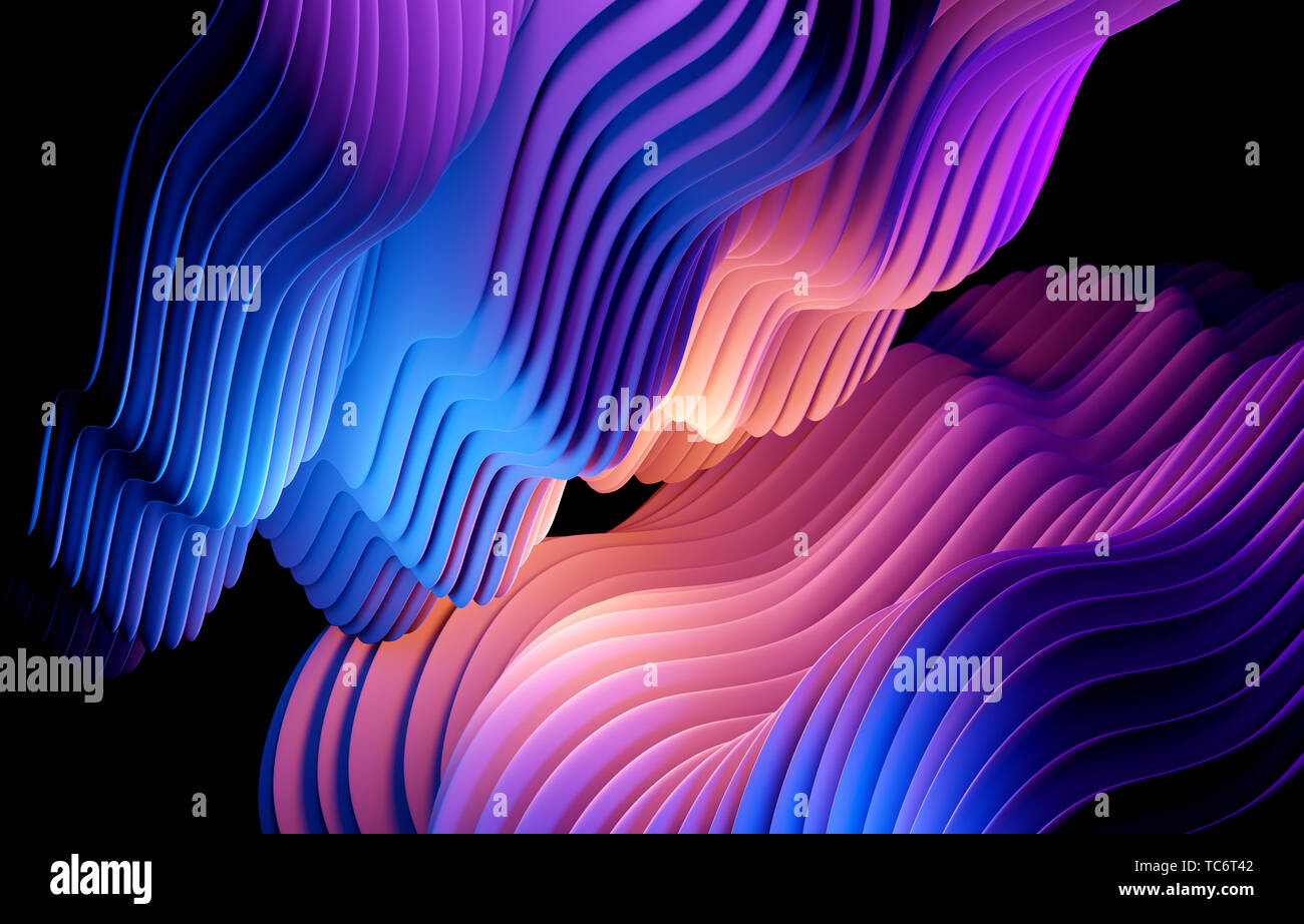 Lignes et courbes abstract background design. 3D illustration. Banque D'Images