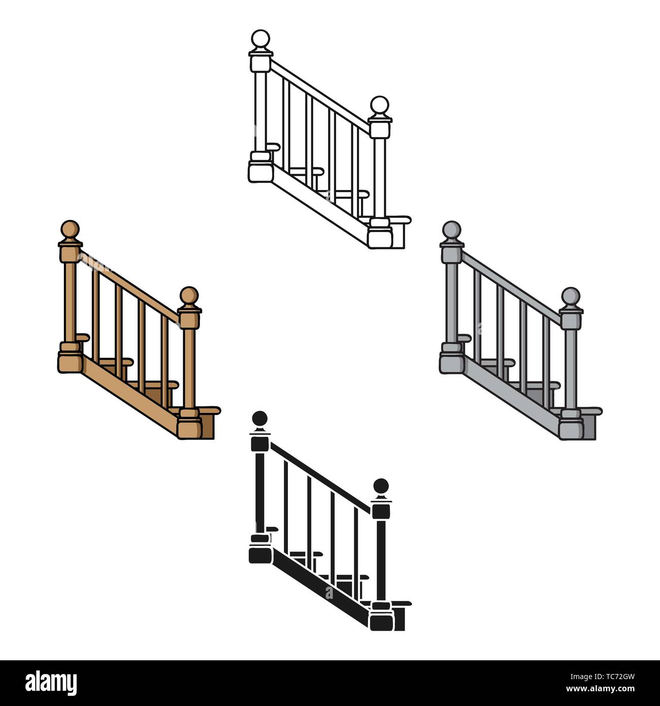 Escaliers en icône cartoon,black style isolé sur fond blanc. Bois et ...