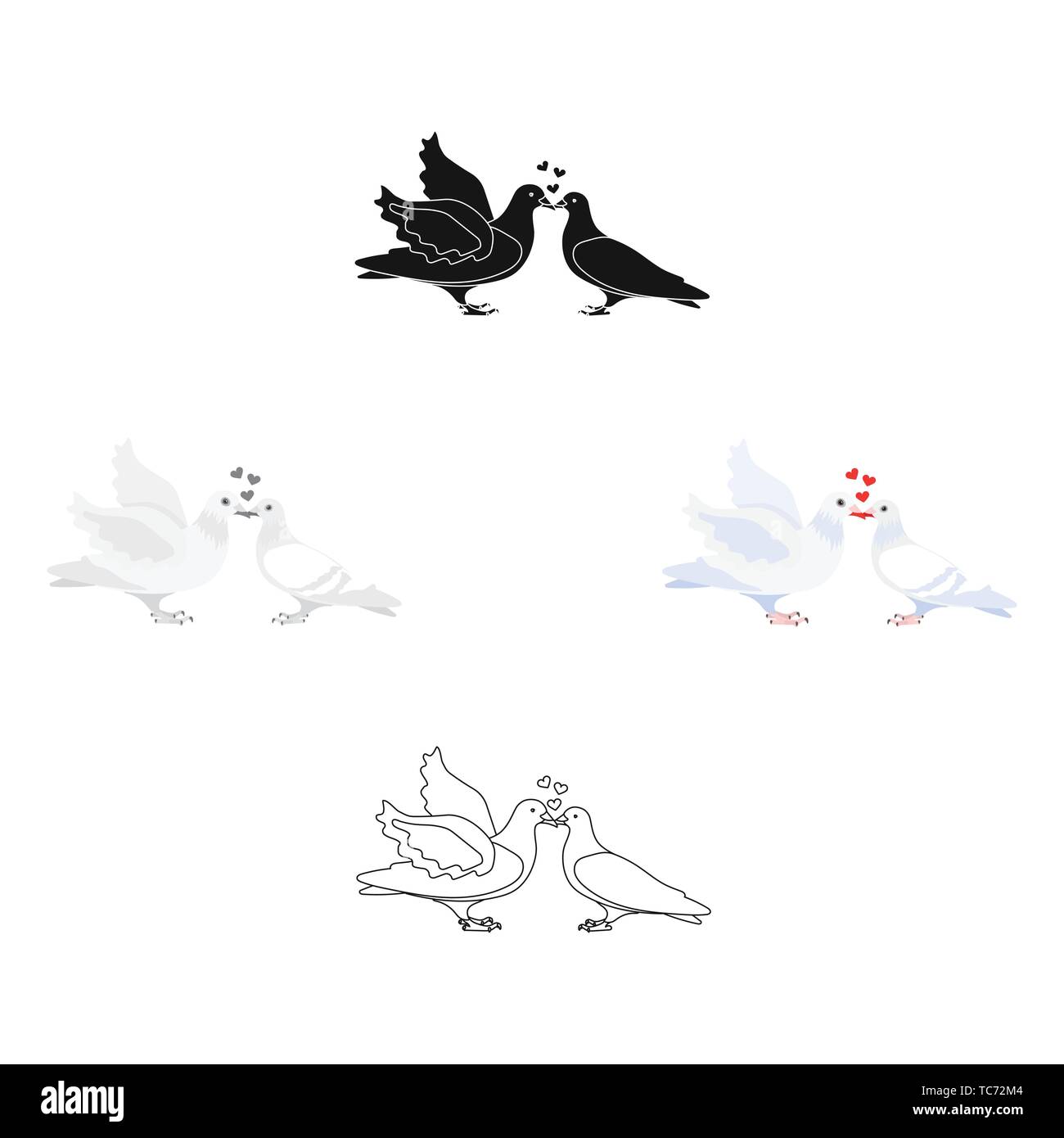 Deux pigeons noir,funny cartoon illustration. Colombes blanches avec un coeur. Un symbole de l'amour pour la mariée et le marié mariage.seule icône dans la caricature,black Illustration de Vecteur Deux pigeons noir,funny cartoon illustration. Colombes blanches avec un coeur. Un symbole de l'amour pour la mariée et le marié mariage.seule icône dans la caricature,black Illustration de Vecteur