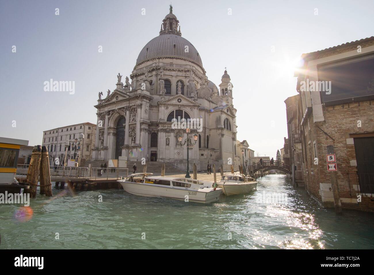 Venise, Vénétie, Italie : l'église Santa Maria della Salute au Grand Canal. Banque D'Images