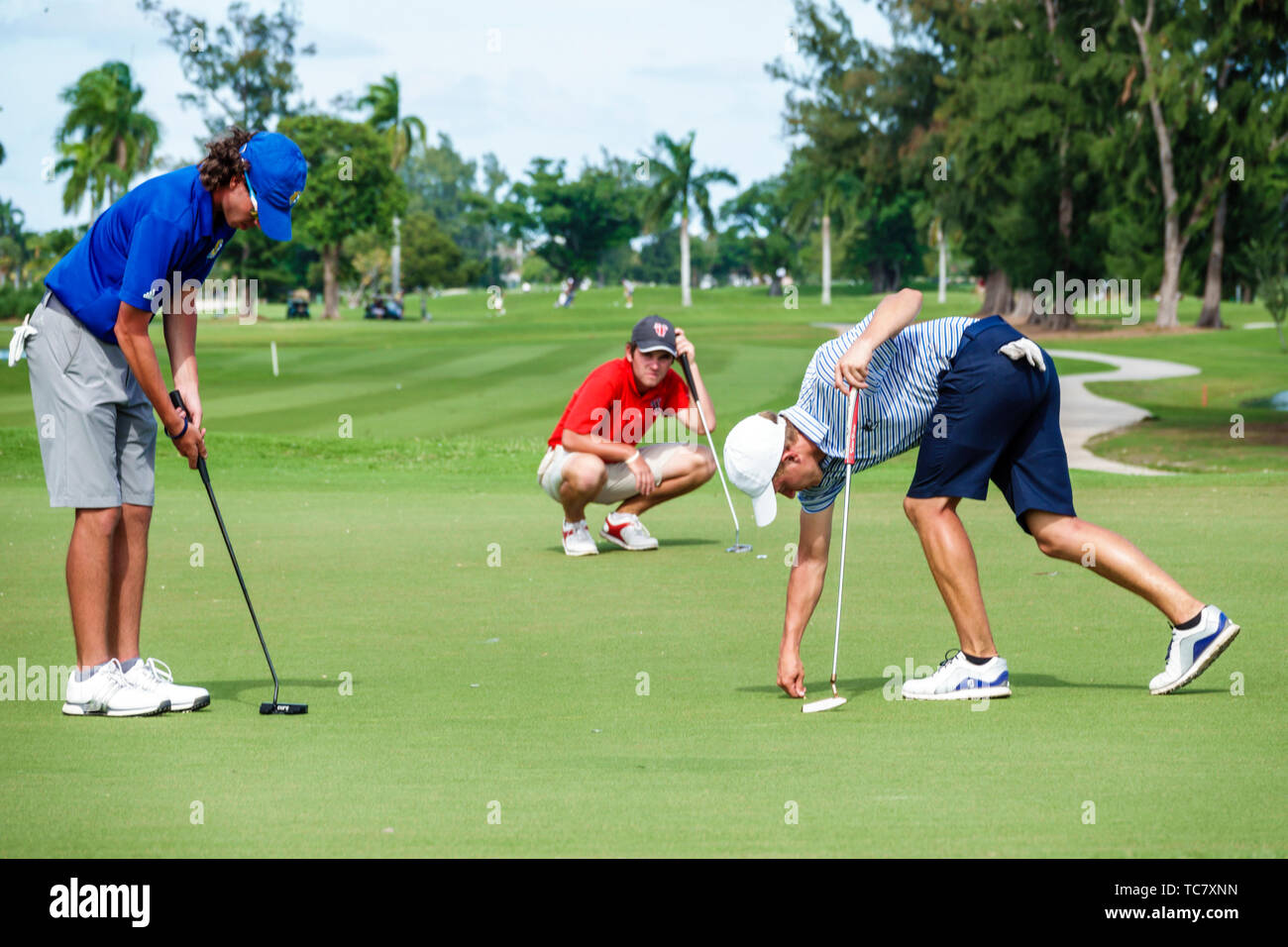 Miami Beach Florida, Normandy Shores public Golf Club, bataille à la Shores NCAA Division II Tournament, varsity, étudiant étudiants éducation élève Banque D'Images