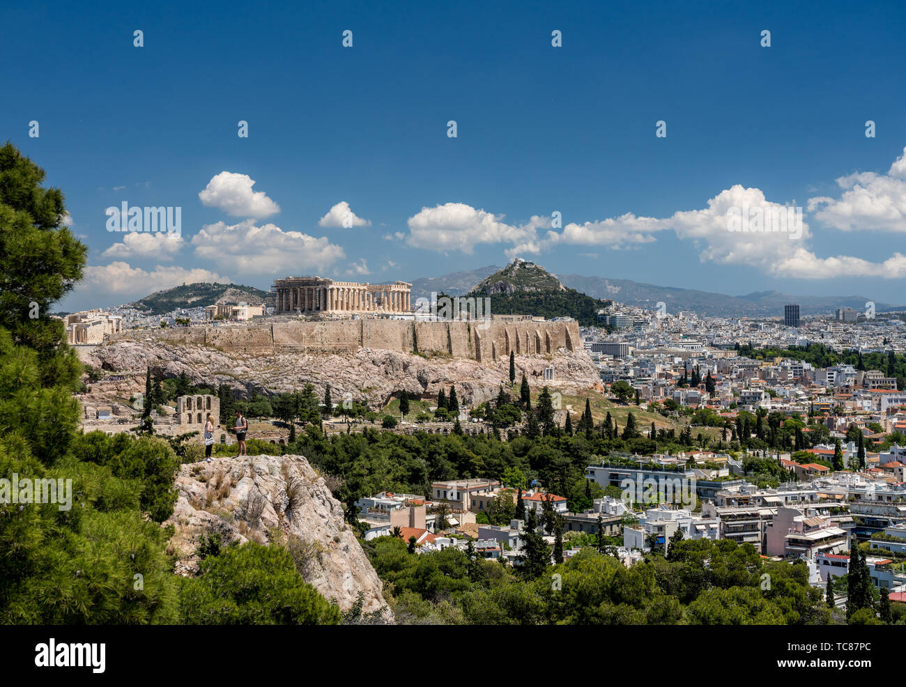 Panorama de la ville d'Athènes à partir de la colline Lycabettus Banque D'Images