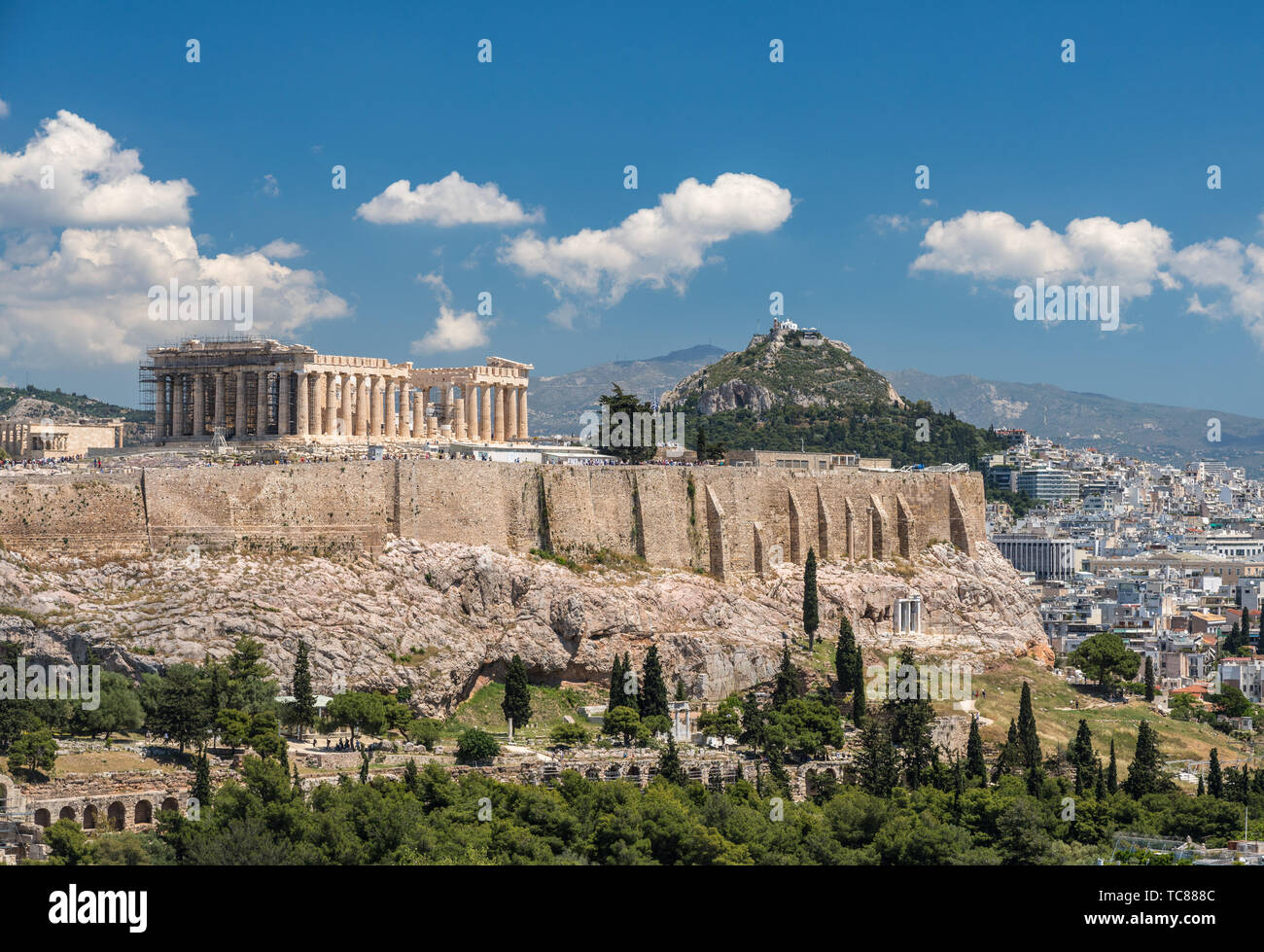 Panorama de la ville d'Athènes à partir de la colline Lycabettus Banque D'Images