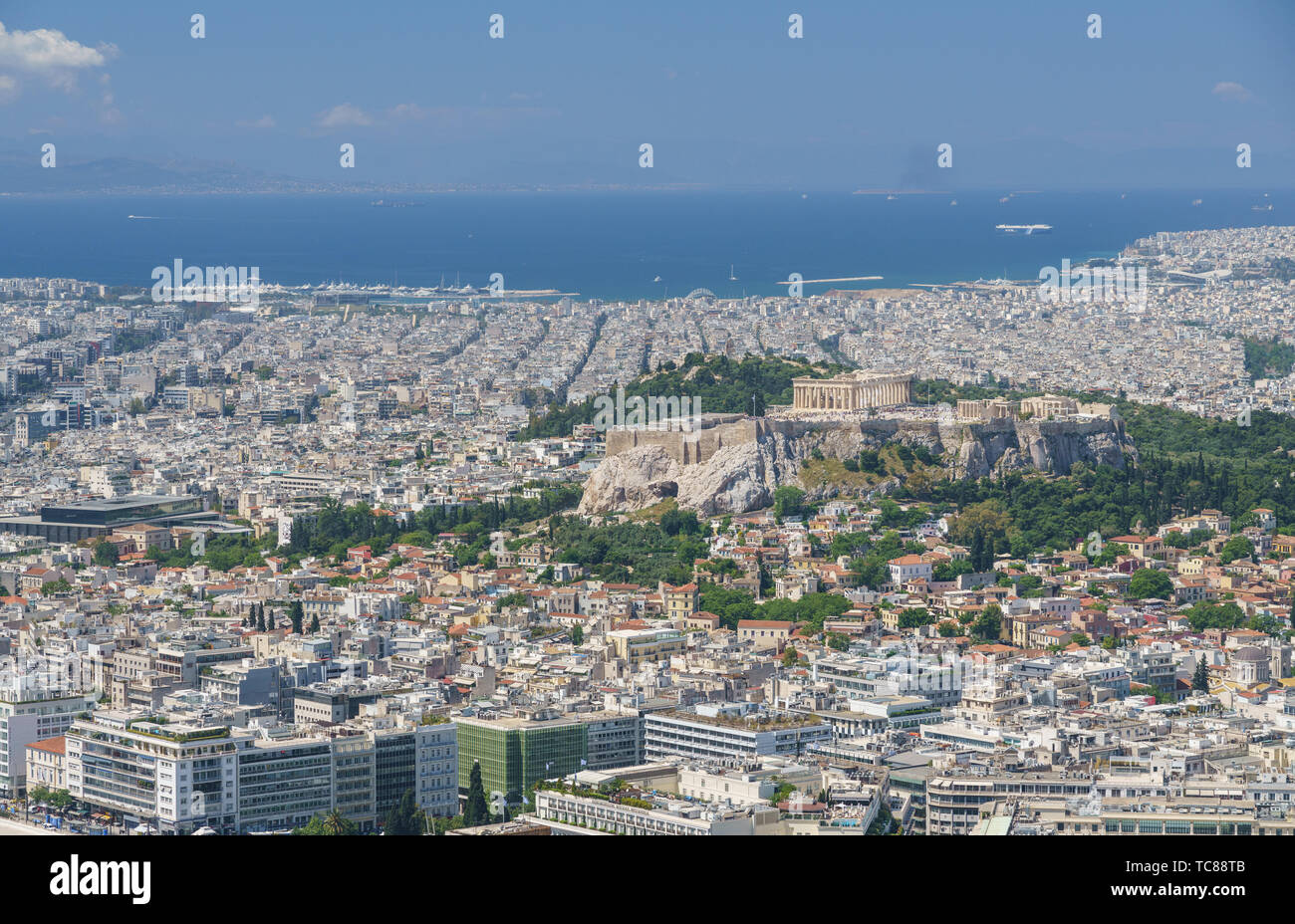 Panorama de la ville d'Athènes à partir de la colline Lycabettus Banque D'Images