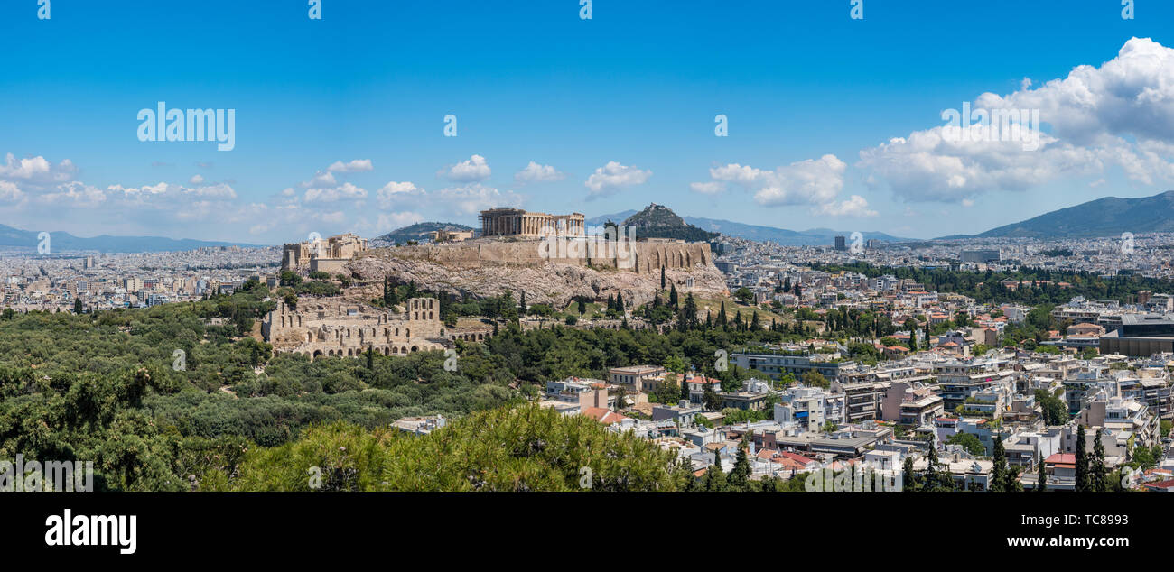 Panorama de la ville d'Athènes à partir de la colline Lycabettus Banque D'Images