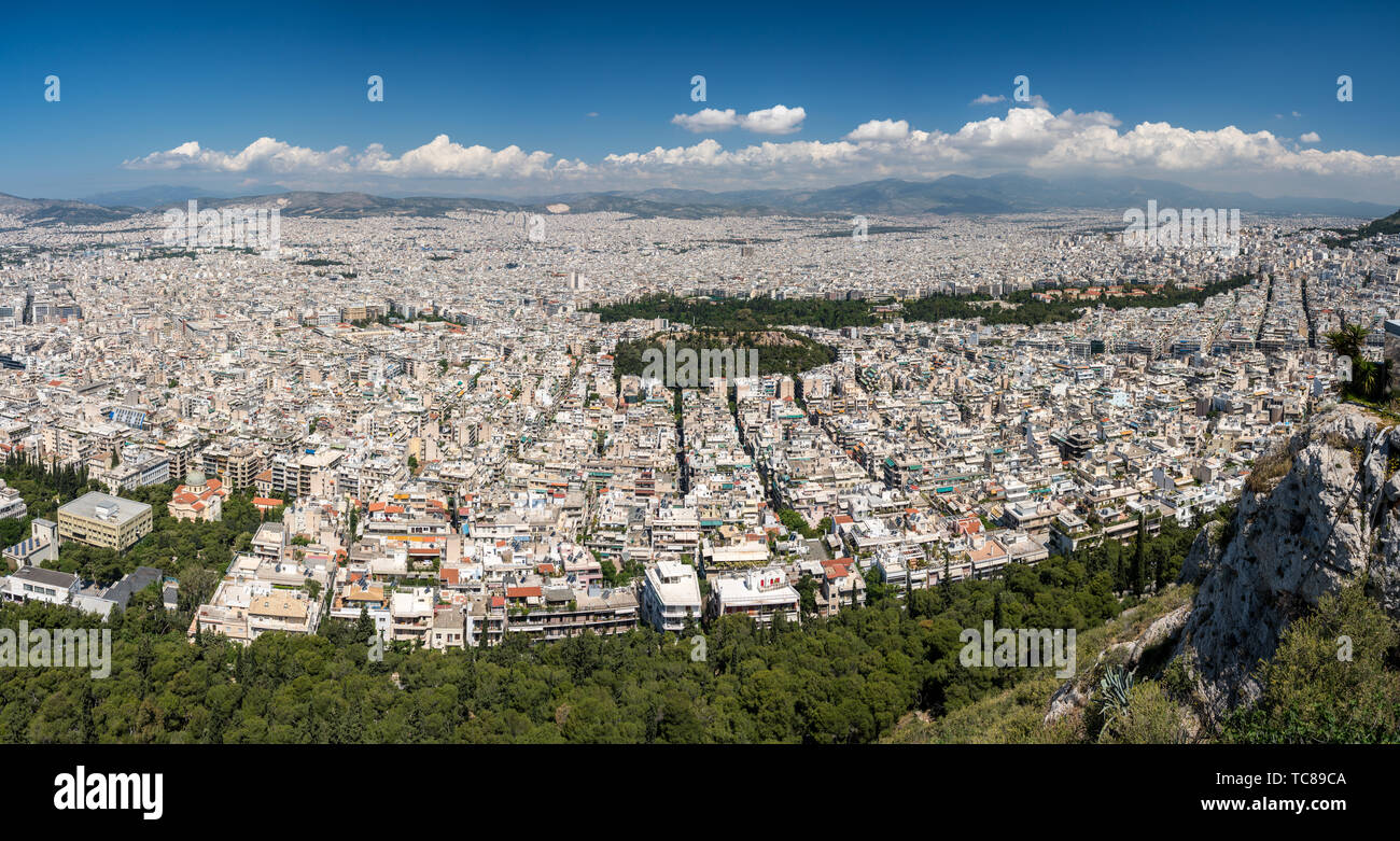 Panorama de la ville d'Athènes à partir de la colline Lycabettus Banque D'Images