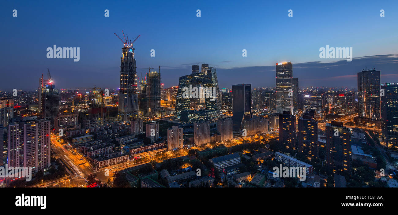 Beijing, 1 septembre 2016, la zone centrale de Beijing sous la nuit, le paysage est comme la peinture à l'huile. Banque D'Images