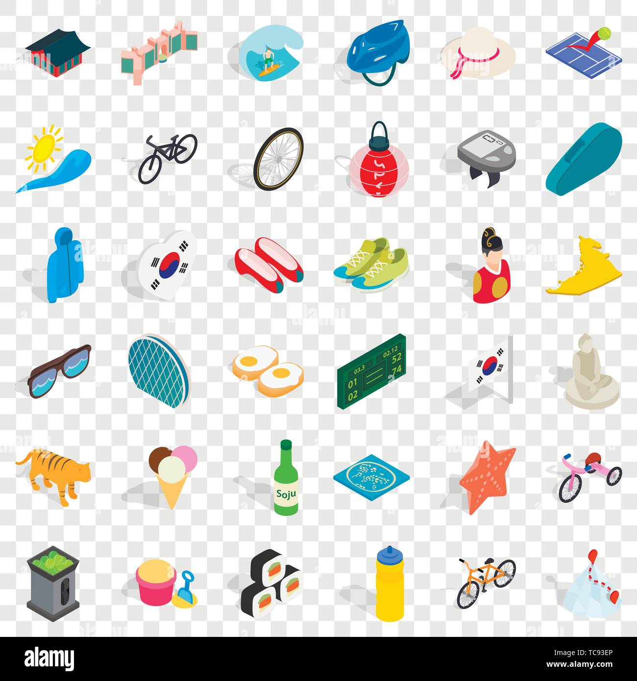 Location icons set, style isométrique Illustration de Vecteur