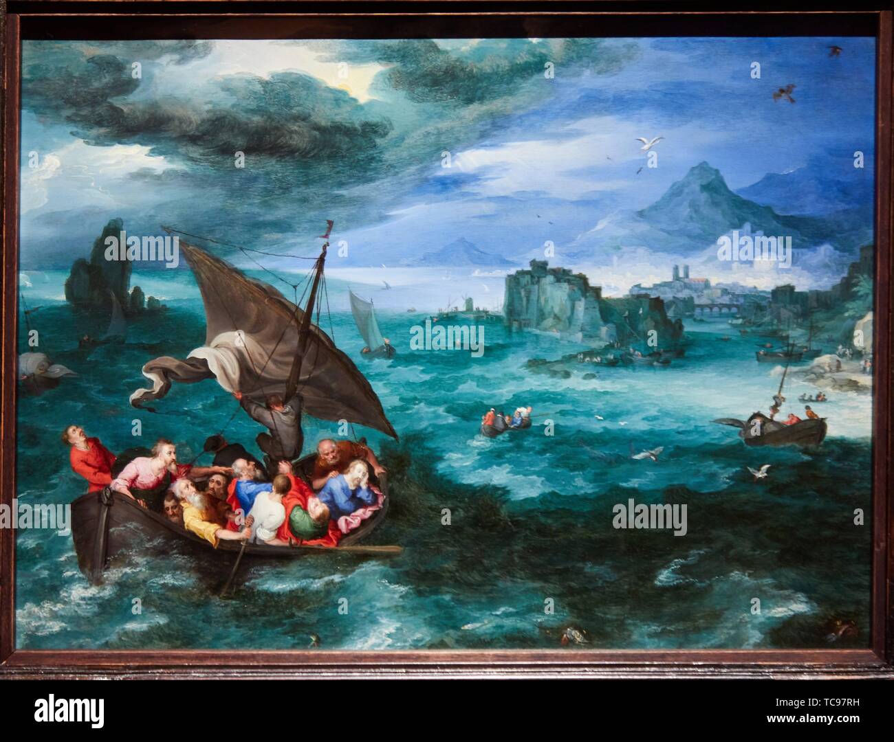 '''Le Christ dans la tempête sur la mer de Galilée'', 1596, Jan Brueghel l'Ancien, Musée Thyssen Bornemisza, Madrid, Spain, Europe Banque D'Images