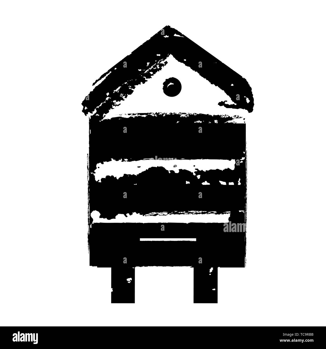 L'icône de la ruche en bois rétro. Timbre vecteur pour l'emballage du miel, l'apiculture et de l'apiculture. Illustration colorée gravure pour le miel et l'hydromel company Illustration de Vecteur