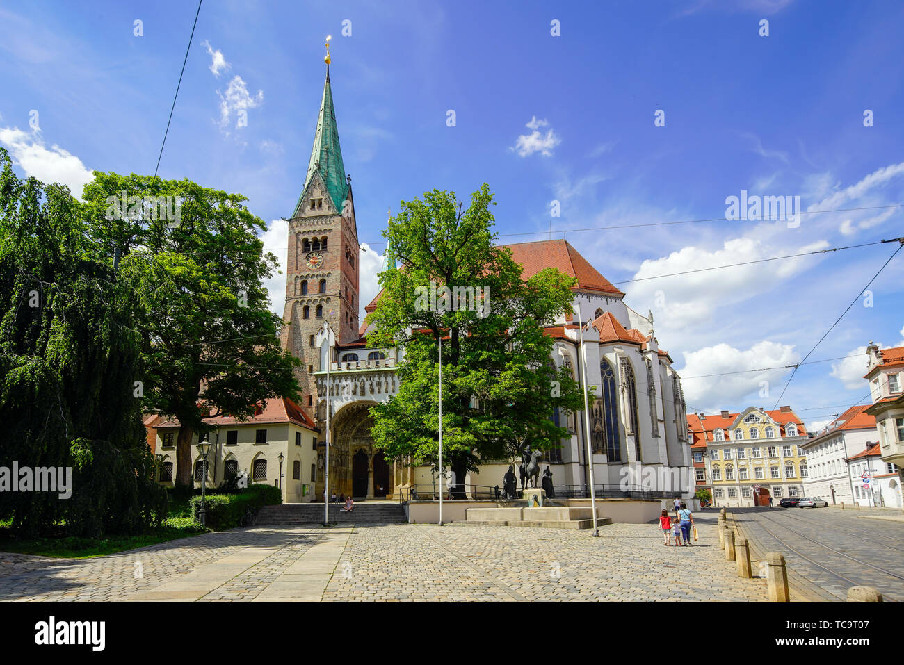 Vue sur cathédrale St Mary à Augsbourg, Schwaben, souabe, Bayern, Bavière, Allemagne. La Bavière est l'une des plus vieilles cités d'Allemagne. Banque D'Images