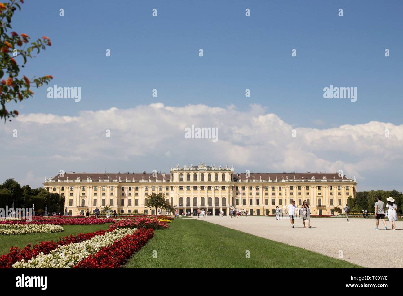 Vienne, Autriche - 06 juillet 2018 : ''chonbrunn'' palace (Schloss Schönbrunn) et le parc avec un ciel bleu et cloudsâ. Stock Photo Éditorial ". Banque D'Images