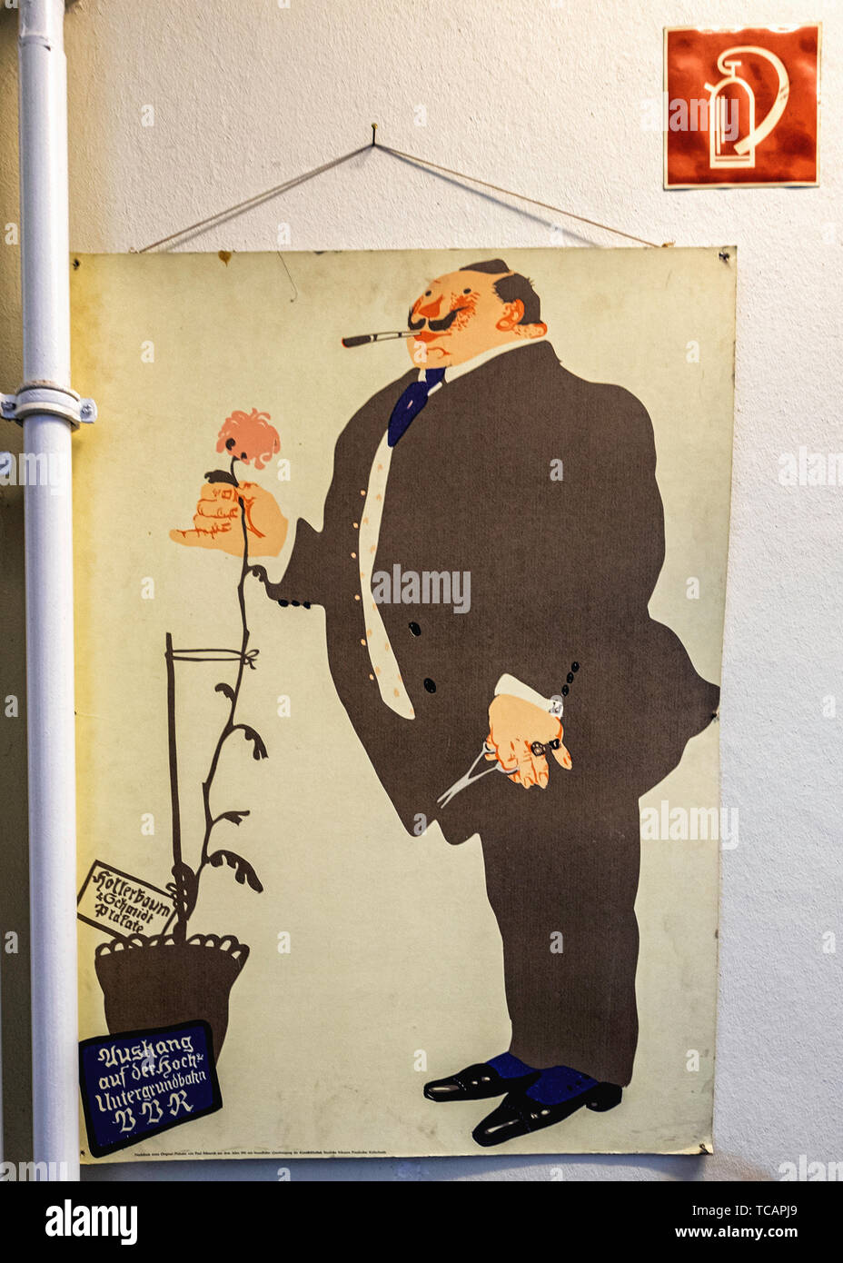 U-Bahn Museum Berlin. Musée des transports à l'un de l'ancienne salle de contrôle historique à l'Olympia Stadium de métro. Banque D'Images