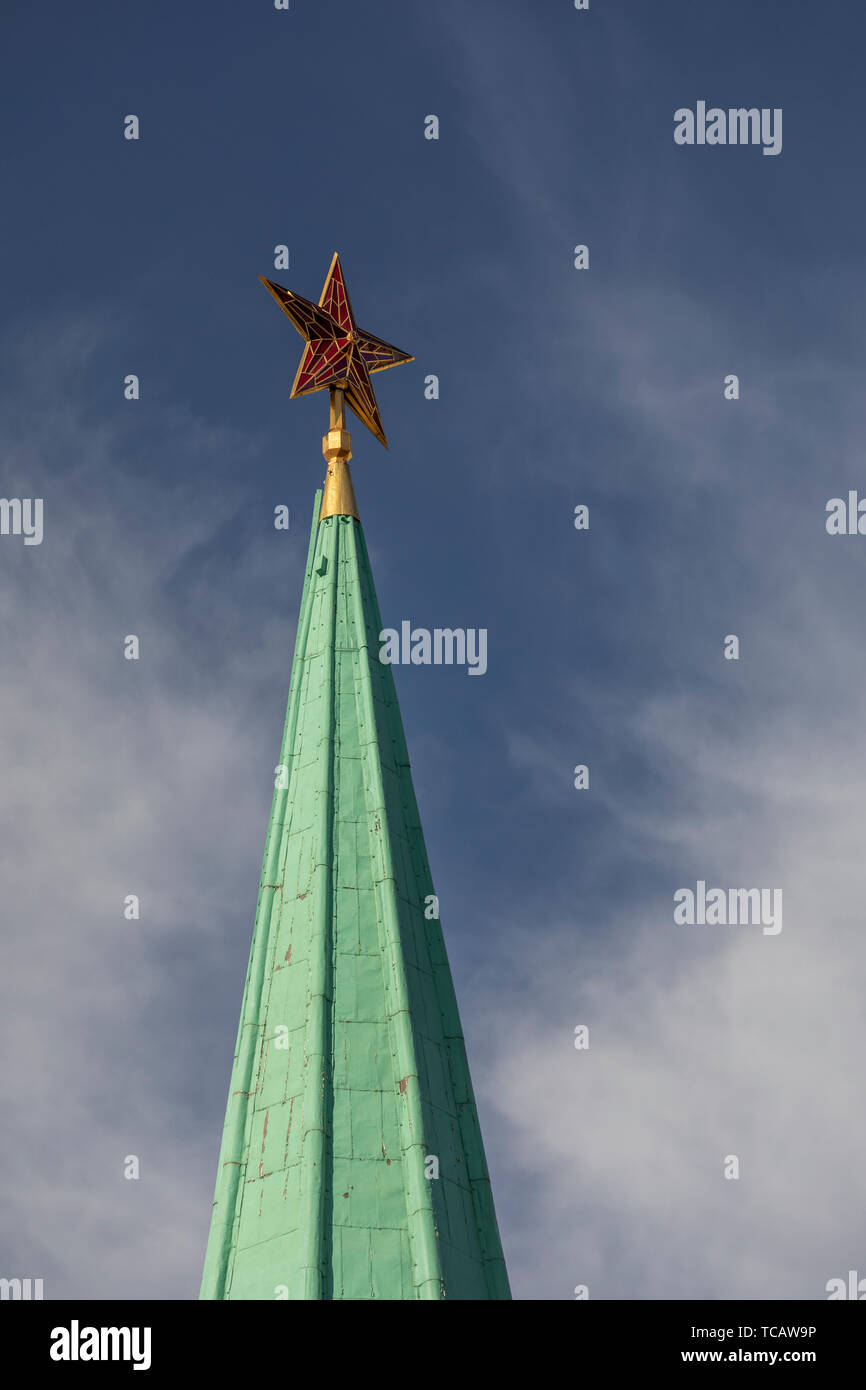 Red Star au sommet Kremlin Spire, place Rouge, Moscou, Russie Banque D'Images