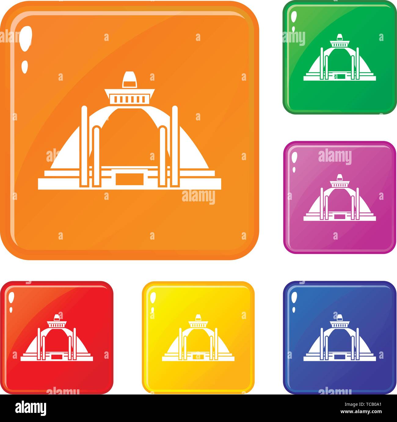 Polonnaruwa, ancienne stupa icons set vector color Illustration de Vecteur