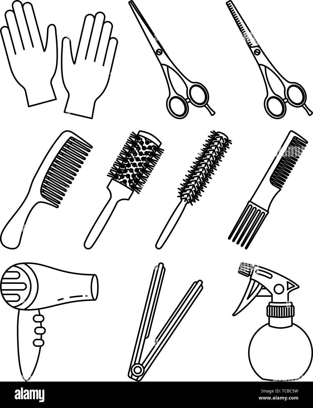 10 dessins noir et blanc outils de coiffure Illustration de Vecteur 10 dessins noir et blanc outils de coiffure Illustration de Vecteur
