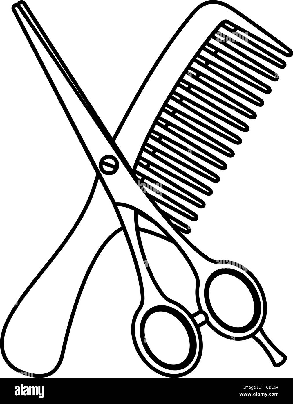Les dessins au trait noir et blanc Peigne et ciseaux Illustration de Vecteur Les dessins au trait noir et blanc Peigne et ciseaux Illustration de Vecteur