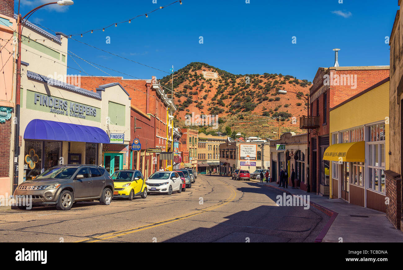 Le centre-ville de Bisbee dans les montagnes du sud de l'Arizona Mule Banque D'Images