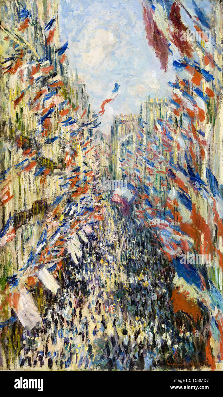 Claude Monet, La Rue Montorgueil à Paris, la célébration du 30 juin 1878, peinture, 1878 Banque D'Images