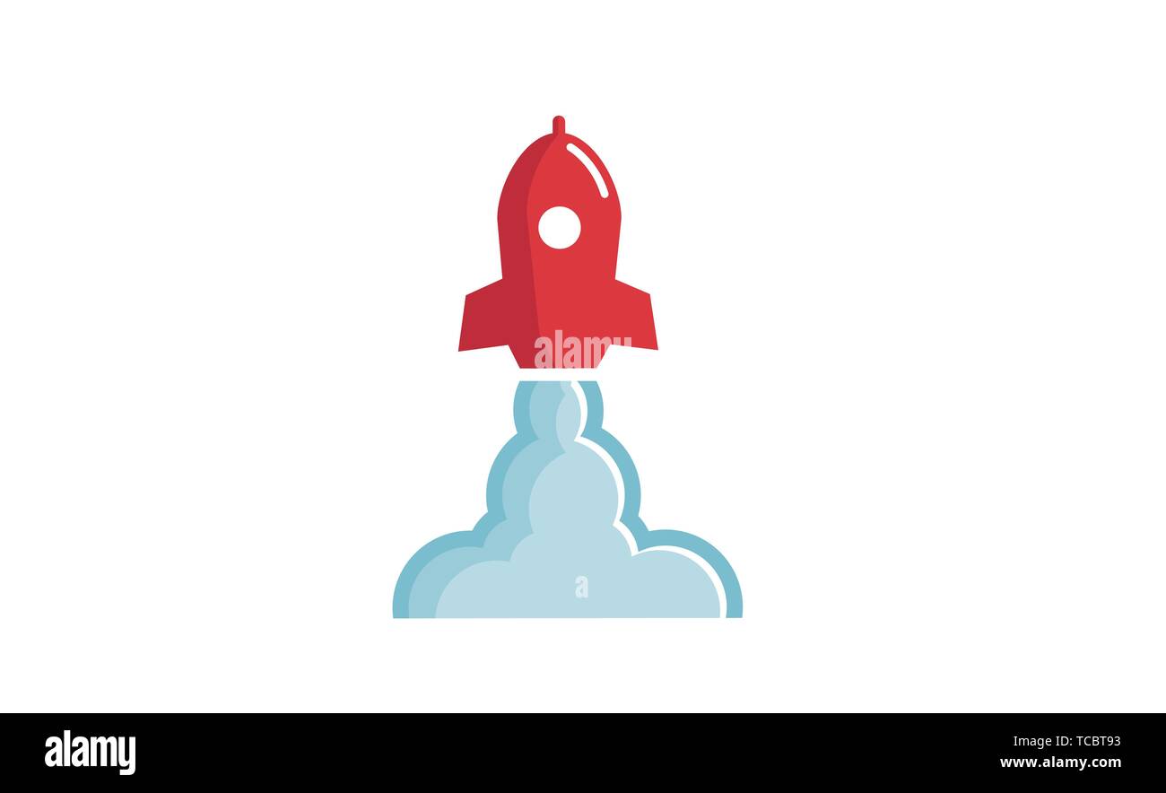 Illustration de la conception du logo Creative Red Rocket Cloud Symbol Vector Illustration de Vecteur