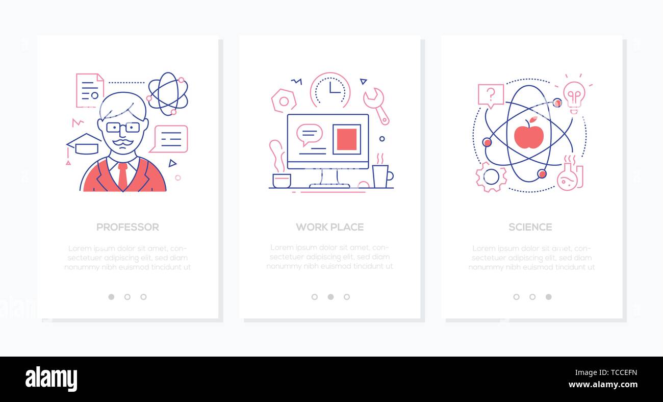 Éducation - ensemble de style de conception en ligne des bannières web vertical Illustration de Vecteur