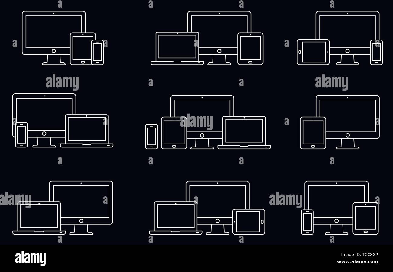 Icon Set - lignes périphériques adaptés Illustration de Vecteur