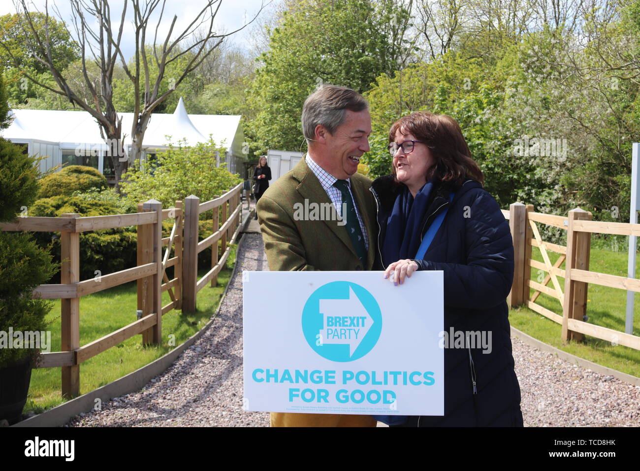 Brexit Nigel Farage, chef du parti à un Brexit Ann Widdecombe rallye parti aujourd'hui à Chester avec Nigel Farage : où : Chester, Royaume-Uni Quand : 06 mai 2019 Source : WENN.com Banque D'Images