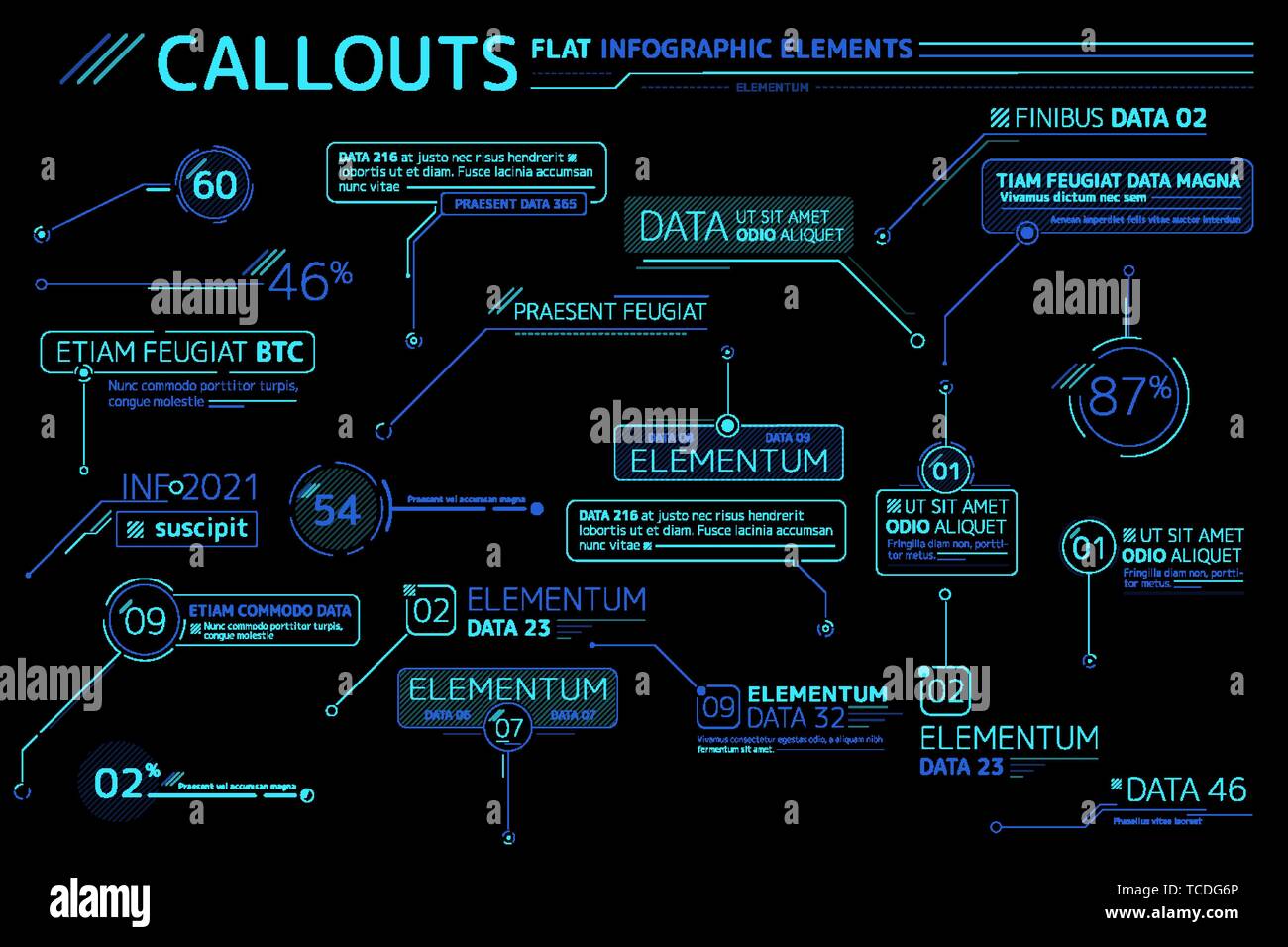 Callouts Télévision Infographie Collection d'éléments Illustration de Vecteur