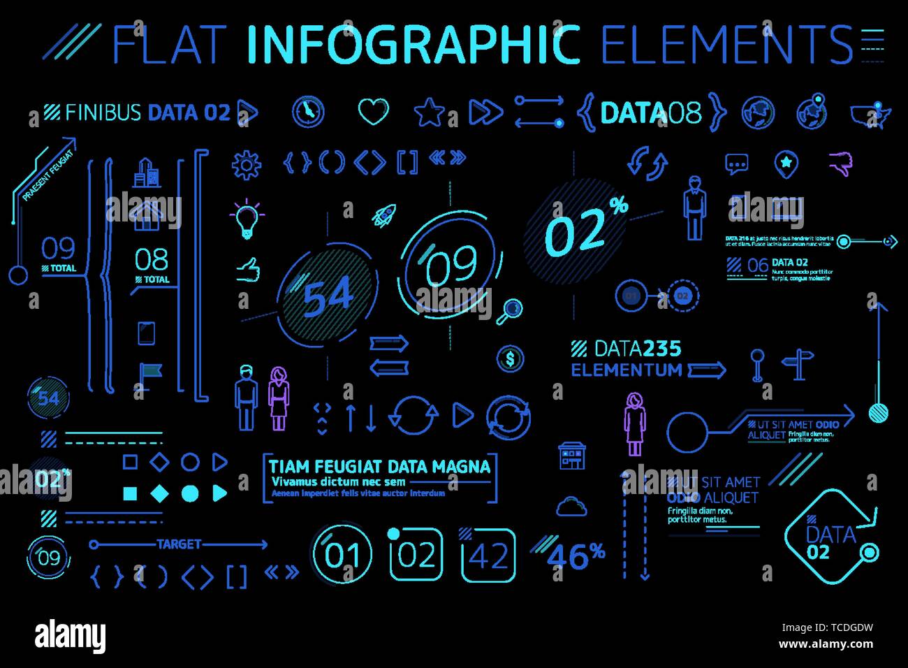 Télévision d'entreprise Infographie Collection d'éléments Illustration de Vecteur