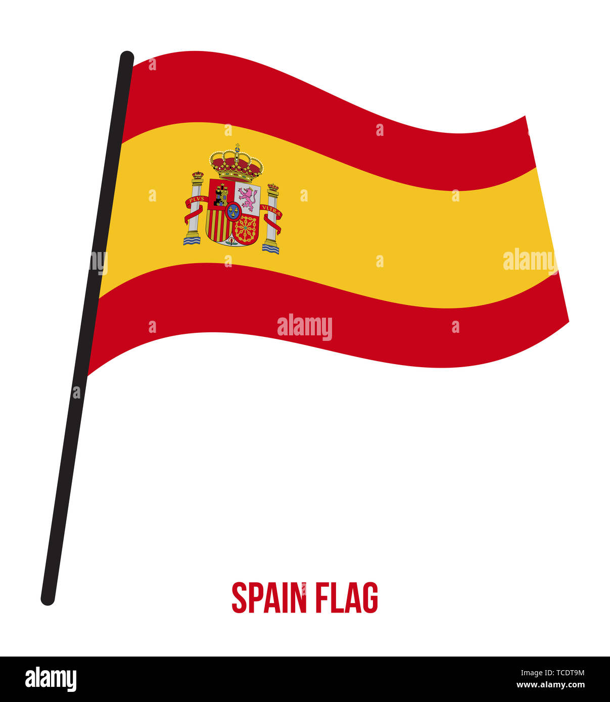 Illustration Vecteur de brandir le drapeau de l'Espagne sur fond blanc. Espagne drapeau national. Banque D'Images