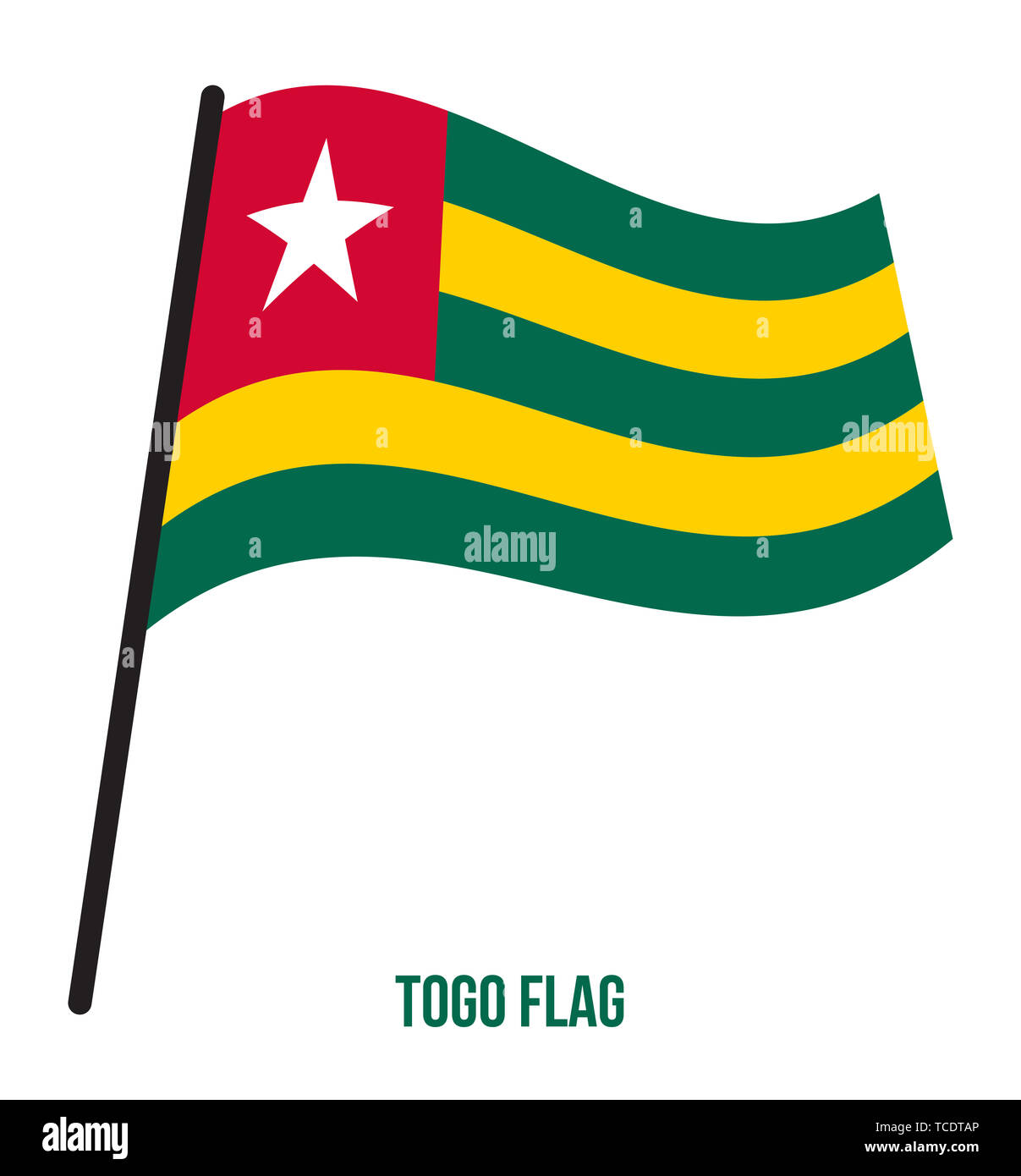 Togo Drapeaux Vector Illustration sur fond blanc. Drapeau national du Togo. Banque D'Images