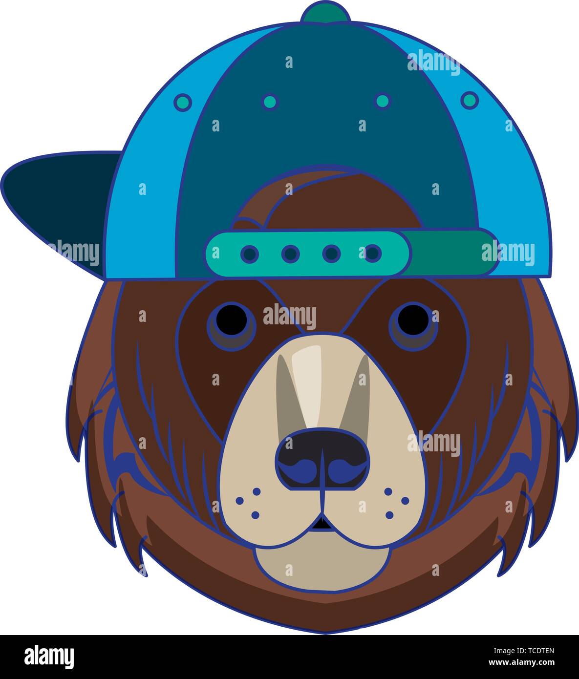Accessoires de mode avec des animaux Cool head blue lines Illustration de Vecteur