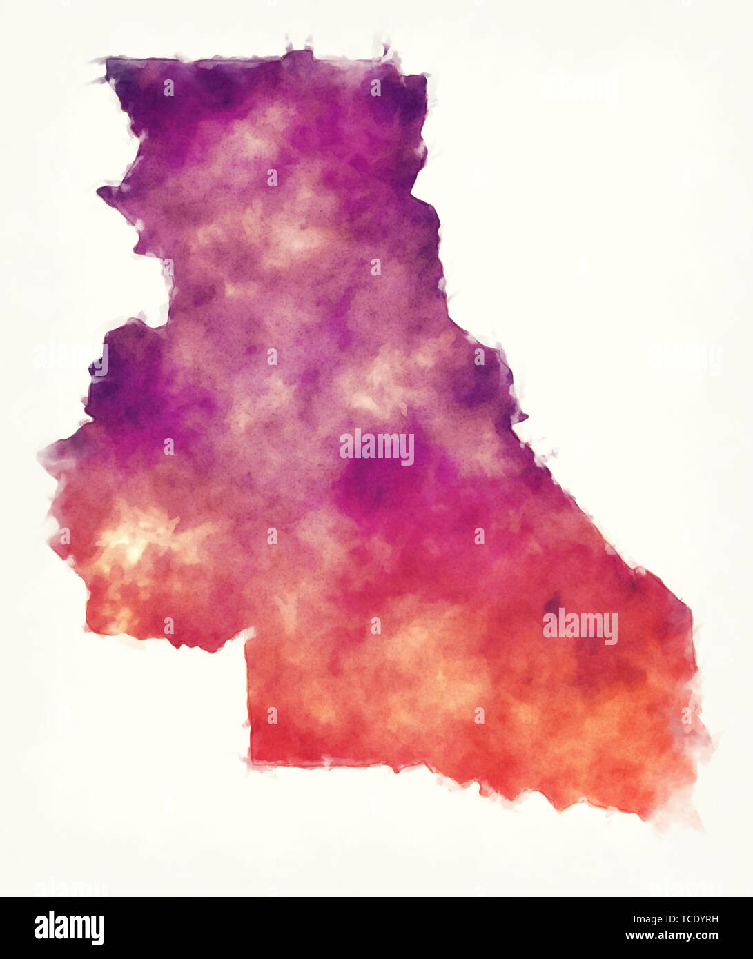 Province est du Cameroun carte aquarelle illustration Banque D'Images