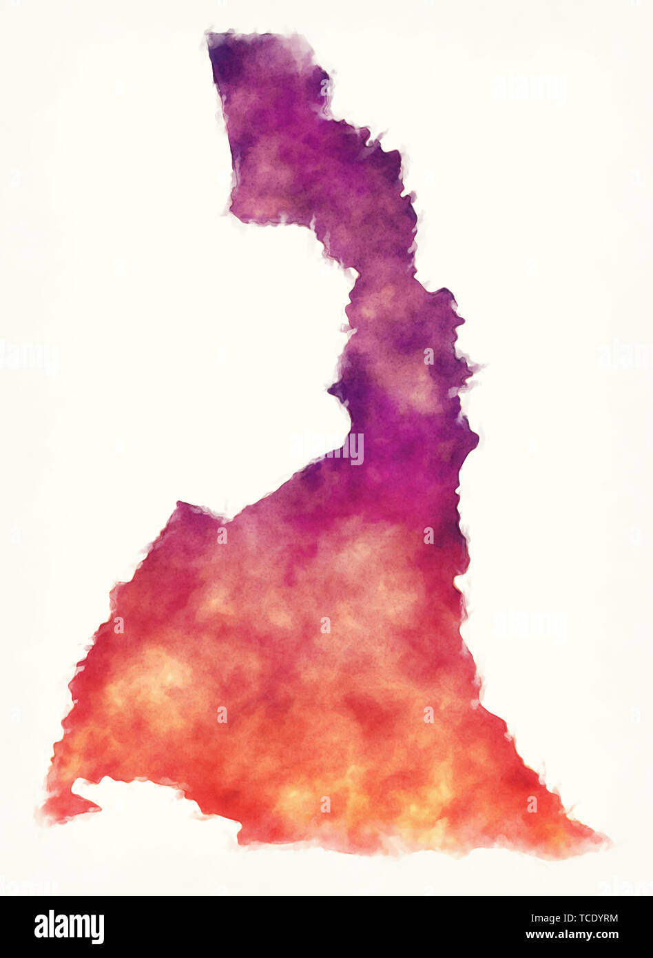 Loin au nord Cameroun province carte aquarelle illustration Banque D'Images