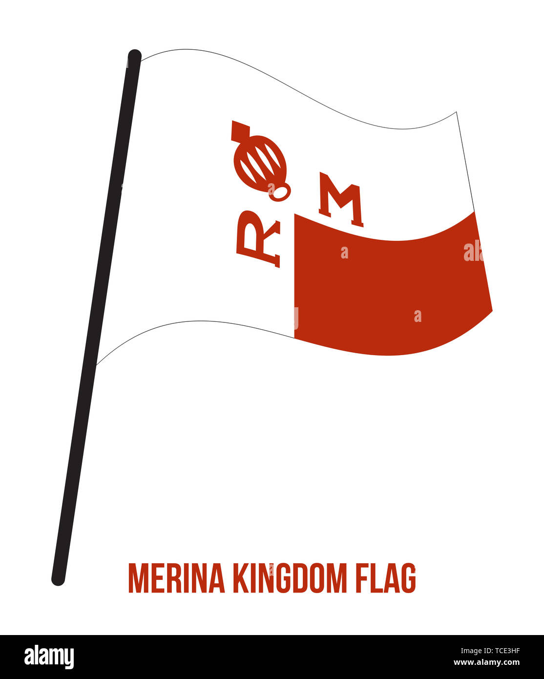 Royaume Merina (1540-1897) Drapeaux Vector Illustration sur fond blanc. Royaume de l'Imerina ou royaume de Madagascar. Banque D'Images