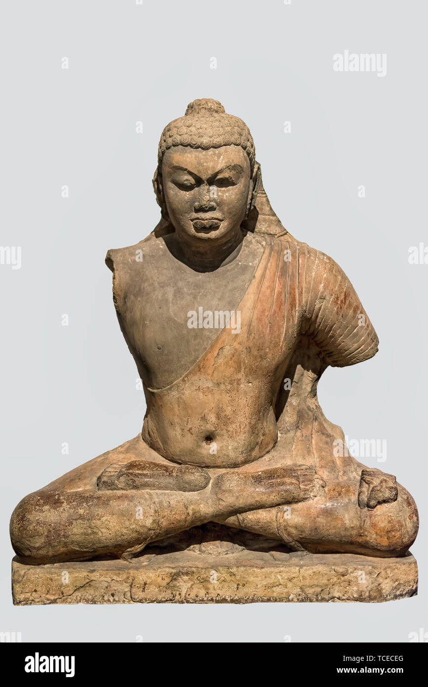 Sculpture archéologique de Gautam Buddha prêchant quatrième siècle de mode Banque D'Images