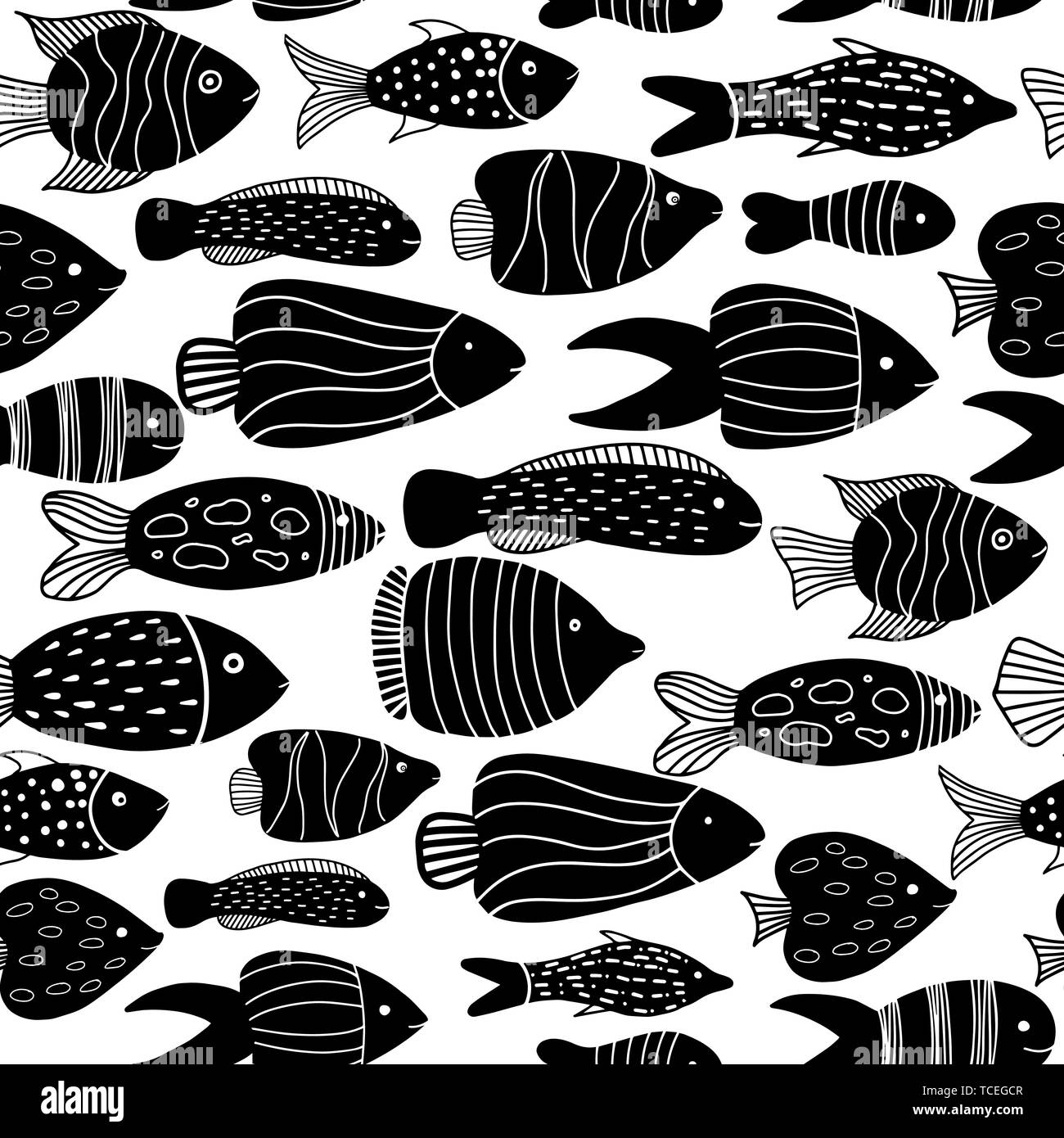 Une structure de poisson noir sur fond blanc. Croquis d'illustration vectorielle. Illustration de Vecteur