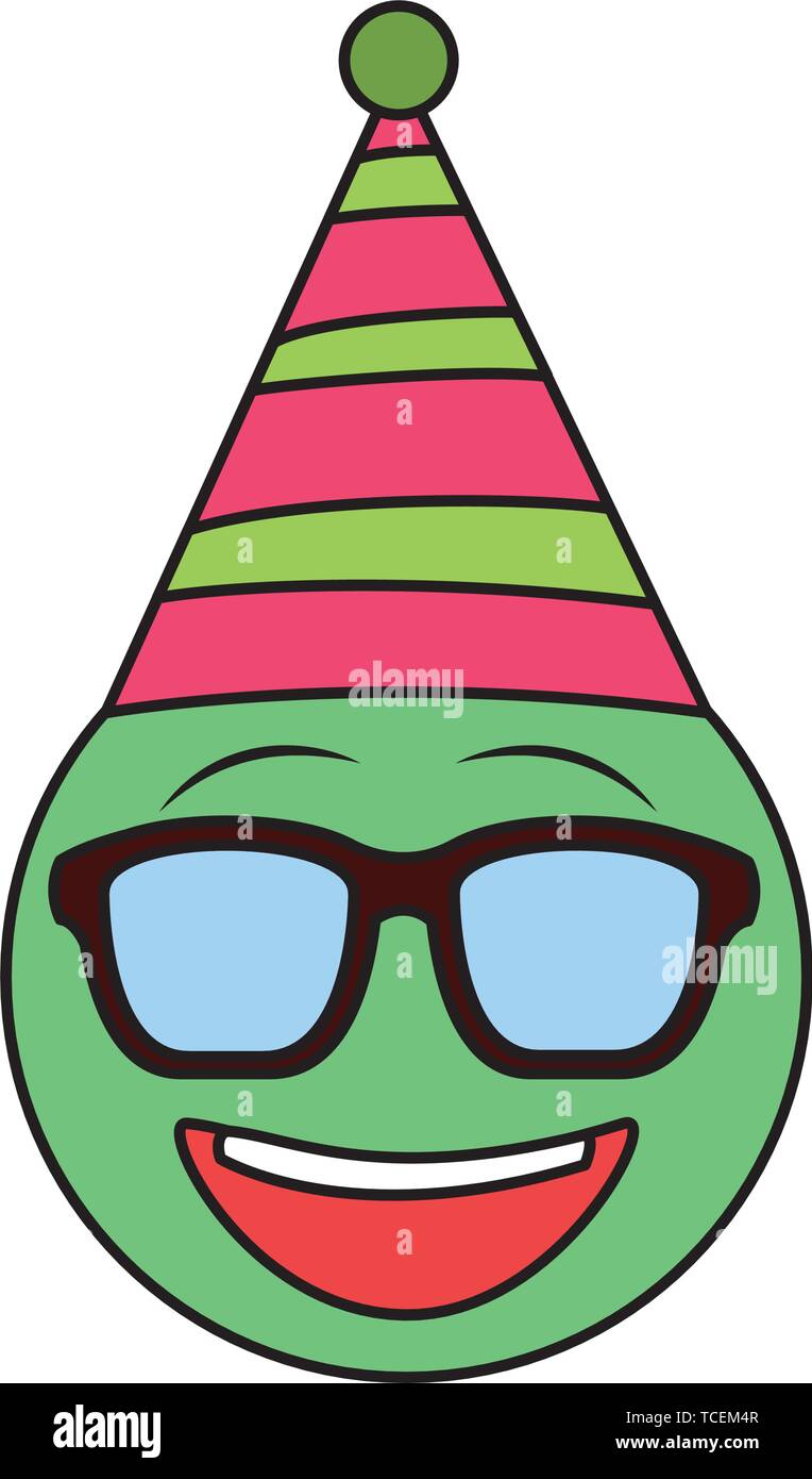 Emoji smiley party hat Illustration de Vecteur