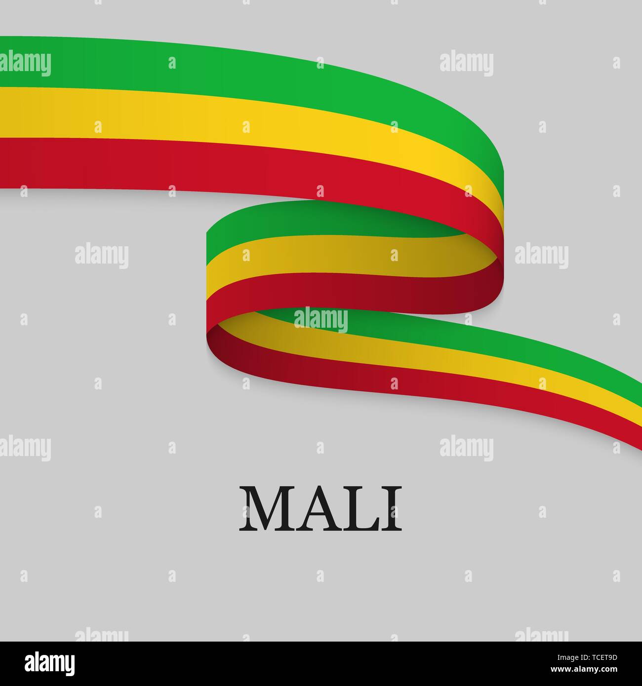 Forme un ruban ou une bannière avec un drapeau du Mali. Modèle pour la conception de l'affiche de la fête de l'indépendance Illustration de Vecteur