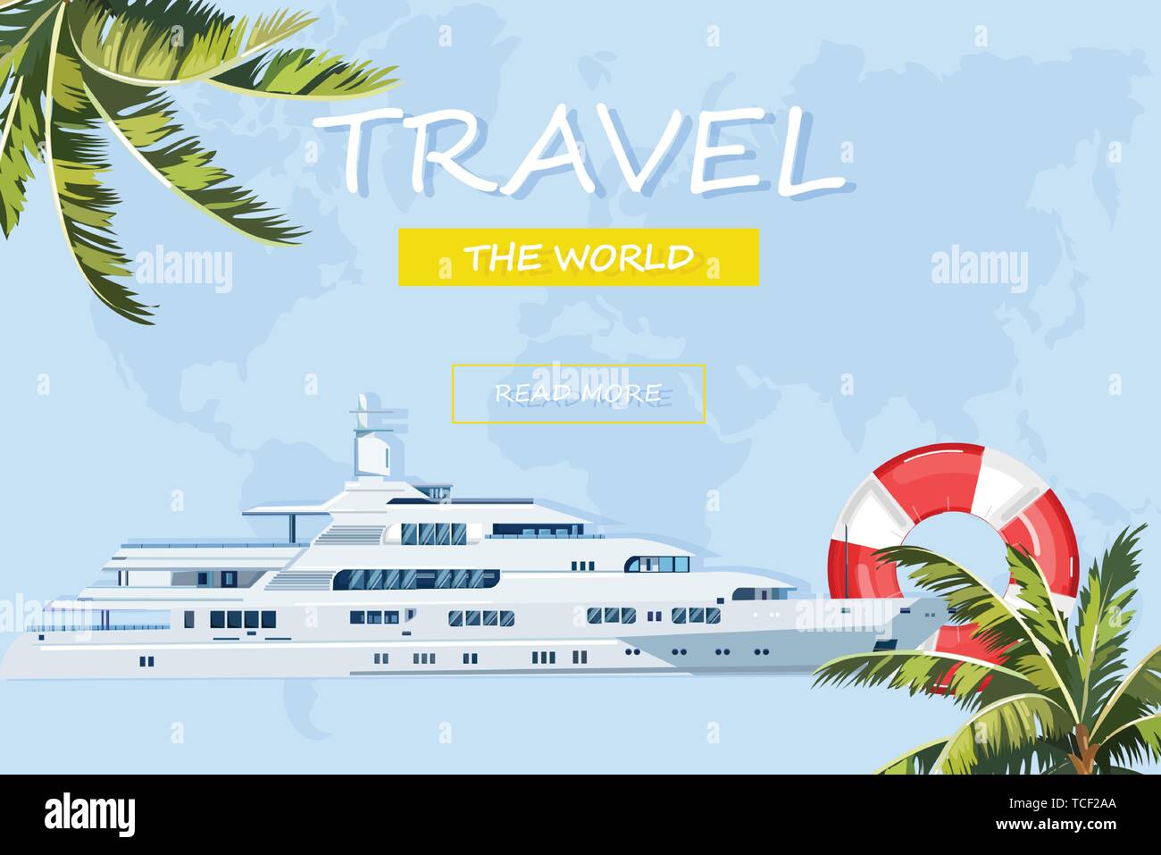 Bateau voyage vecteur. Voyage croisière d'été modèle d'affiche Illustration de Vecteur